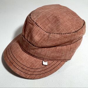 Pistil woven red and white cotton cap with leather adjustment back strap